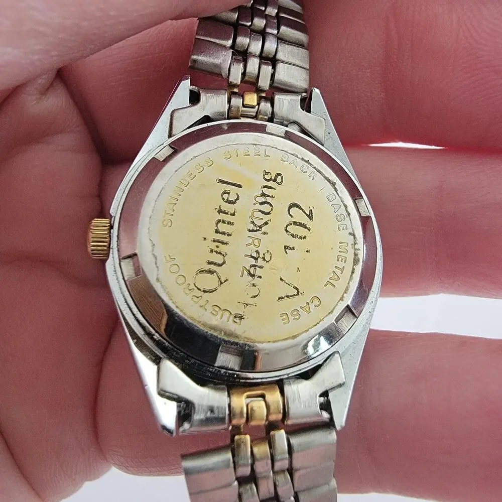 Quintel Womens Watch White Dial Silver Case Stainless Bracelet Quartz Day Date
